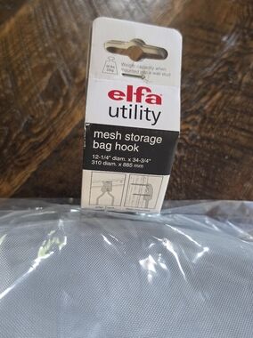 Elfa Utility Mesh Storage Bag Hook - Gray New With Tags - Still Wrapped